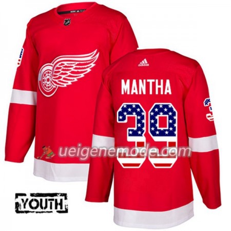 Kinder Eishockey Detroit Red Wings Trikot Anthony Mantha 39 Adidas 2017-2018 Rot USA Flag Fashion Authentic